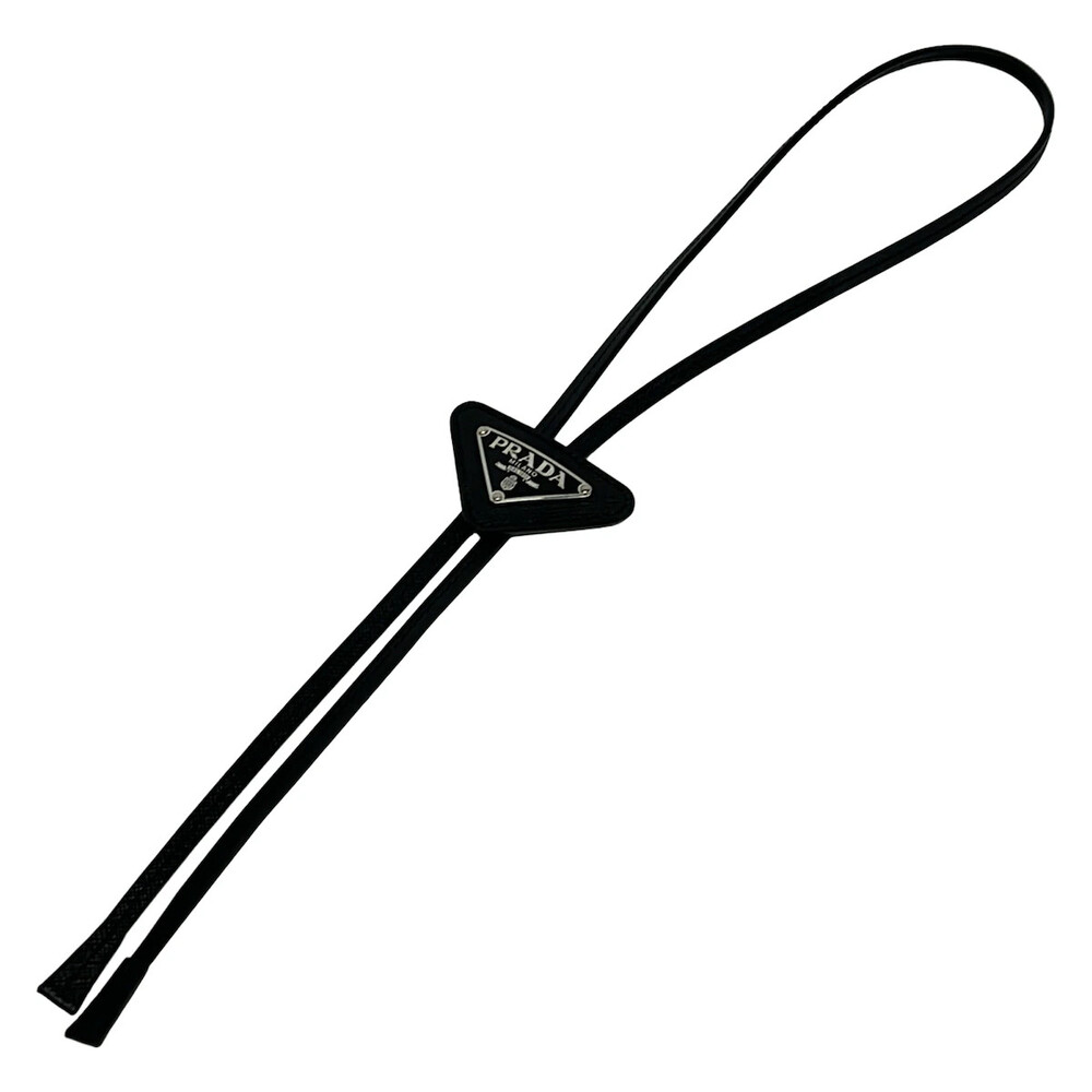 Prada Black Saffiano Leather Men's Tie #328682P62B